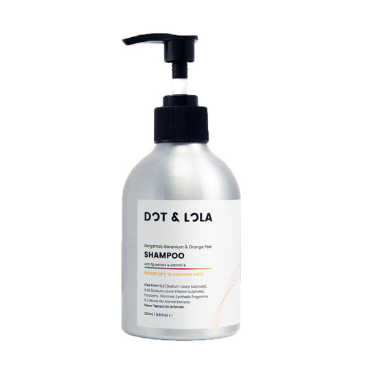 DOT & LOLA Repair Shampoo With Aloe Vera, Bergamot & Rosemary to fortify weakened or dehydrated hair.