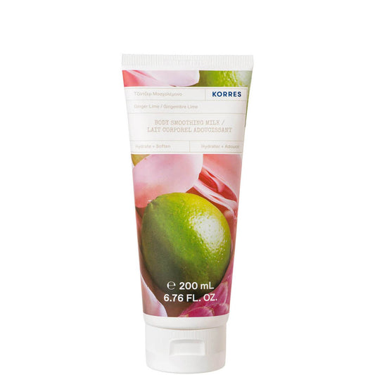 Korres Ginger Lime Body Cream with Almond Oil, Aloe, and provitamin B5 to increase skin softness.