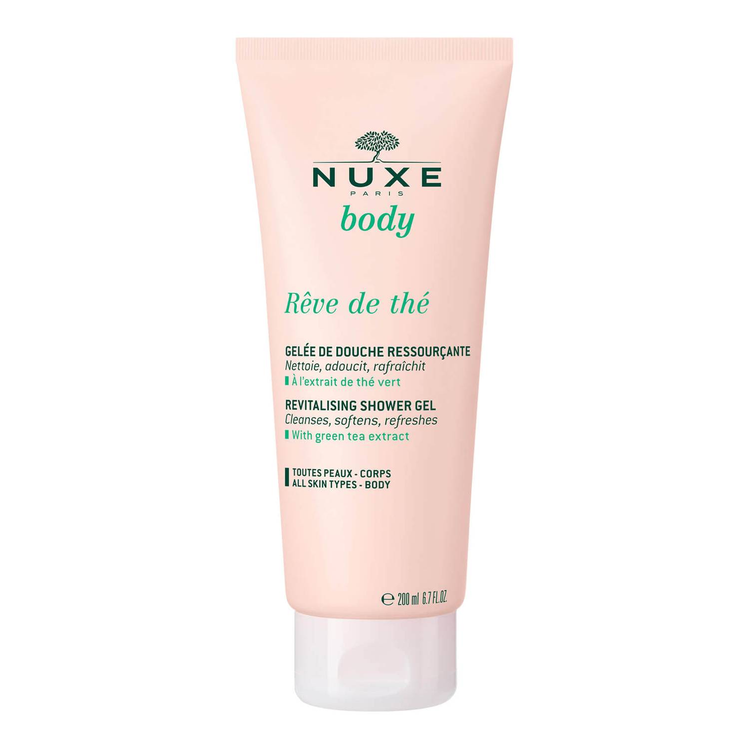Nuxe Rêve de Thé Revitalizing Shower Gel with a very subtle smell leaves your skin smooth and refreshed.