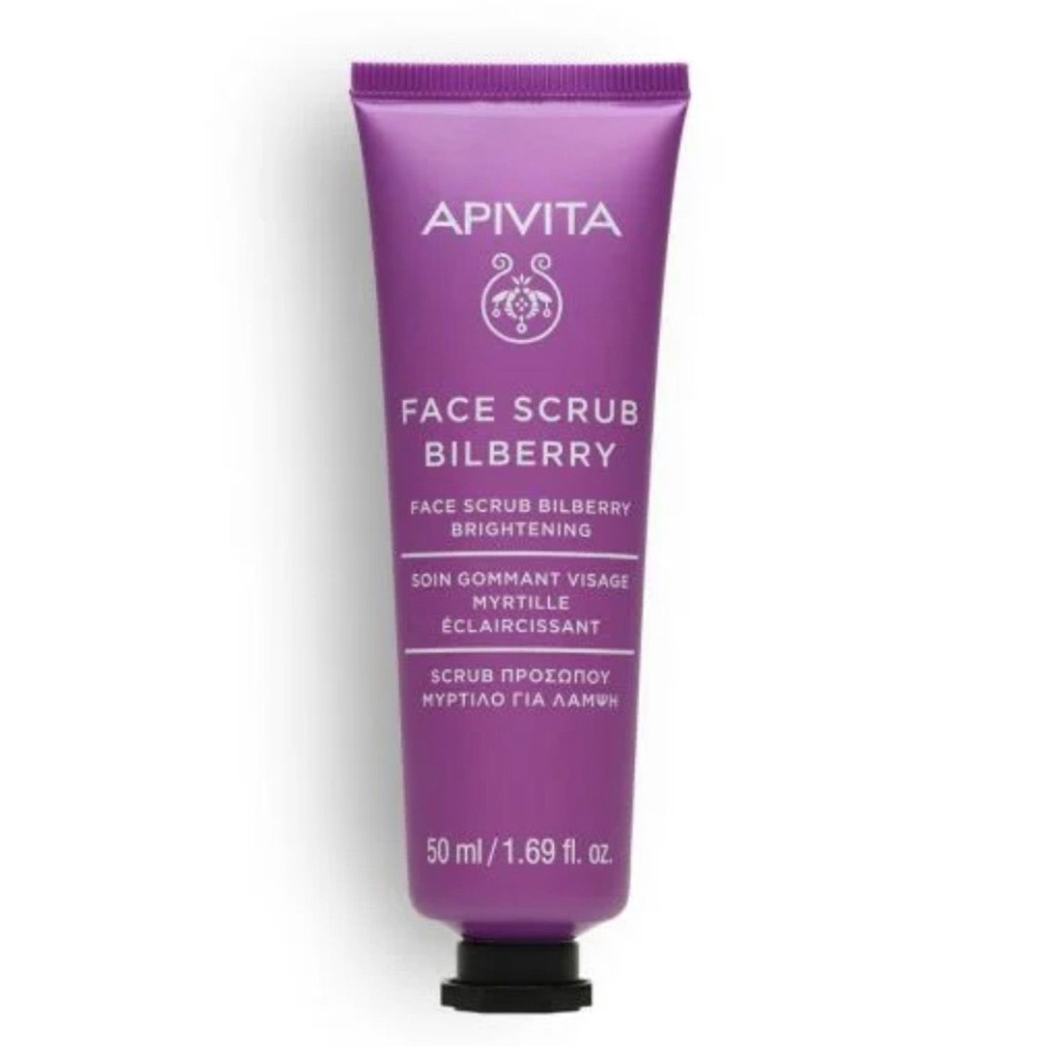 Apivita Face Scrub with Bilberry contains bilberry, a superfood with powerful antioxidant benefits, to help provide skin with a radiant appearance and create a more uniform complexion.