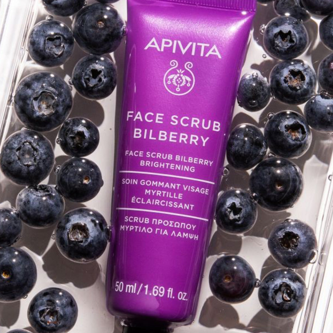 Apivita Face Scrub with Bilberry for very bright and refreshed skin.