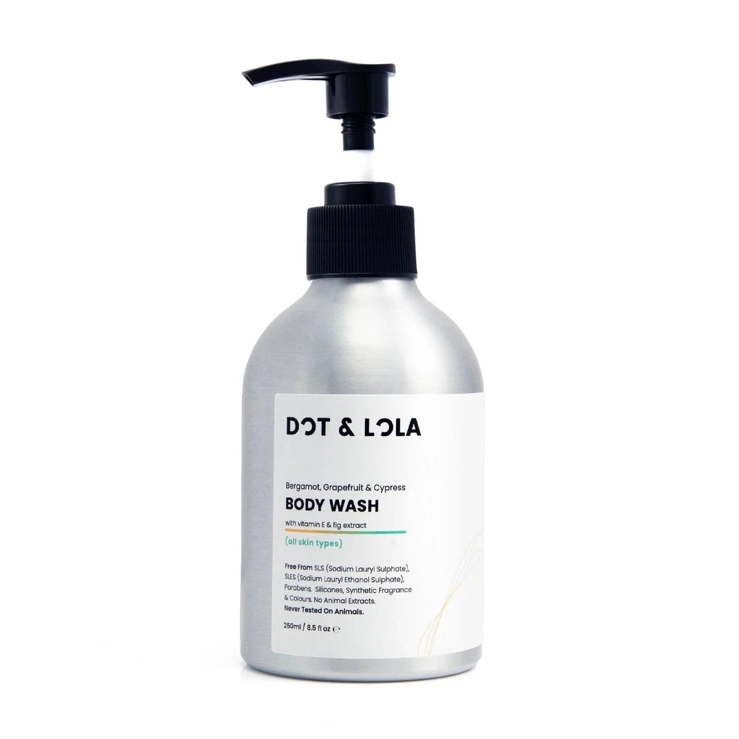DOT & LOLA Body Wash With Bergamot, Grapefruit & Cypress is completely free of SLS, parabens, animal extracts, and synthetic fragrances and colours, it offers a chemical-free cleansing experience.