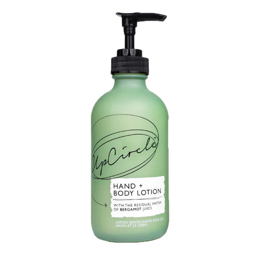 UpCircle Hand & Body Lotion is enriched with the liquid by-product of organic bergamot fruit, sourced from the juicing industry.