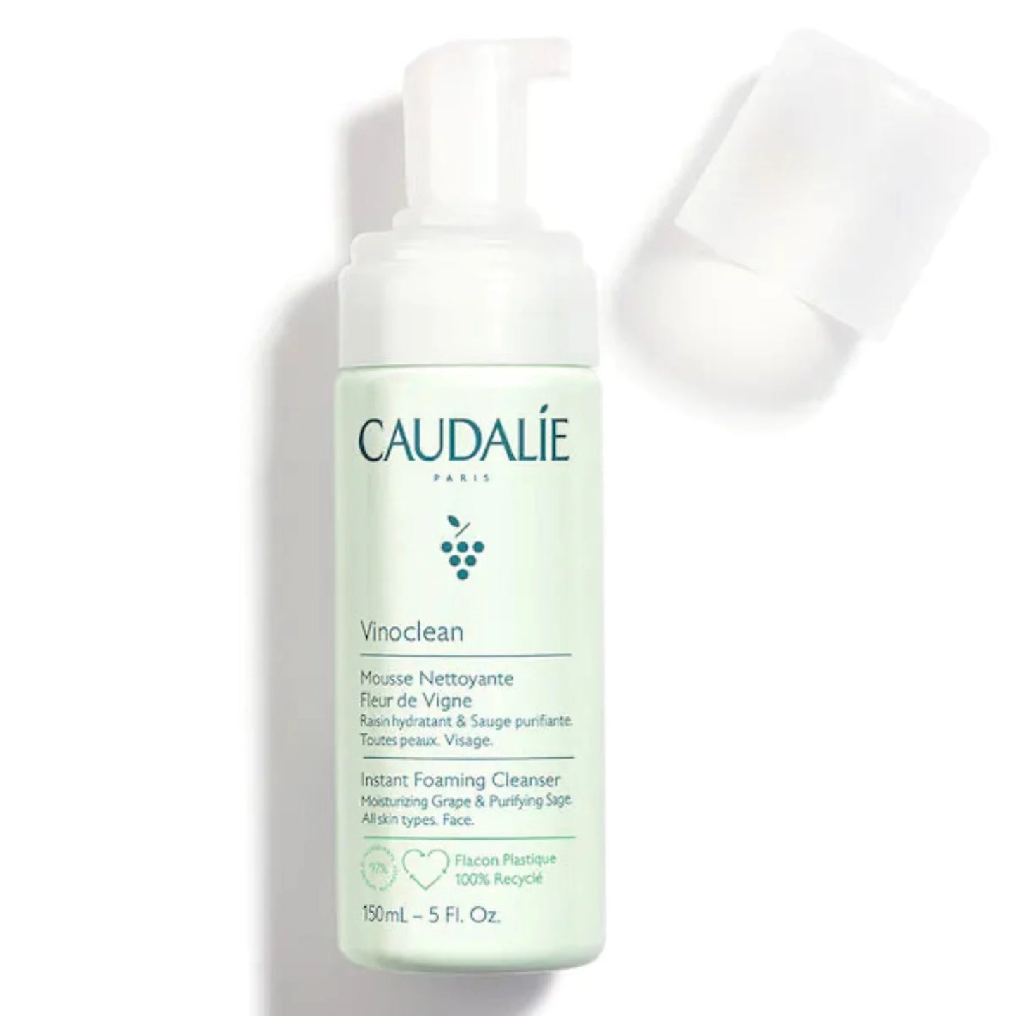 Caudalie Vinoclean Foaming Cleanser Soap-free and featuring an ultra-gentle cleansing base, this daily cleanser offers antioxidant-rich cleansing that nourishes and softens skin, even the most sensitive.