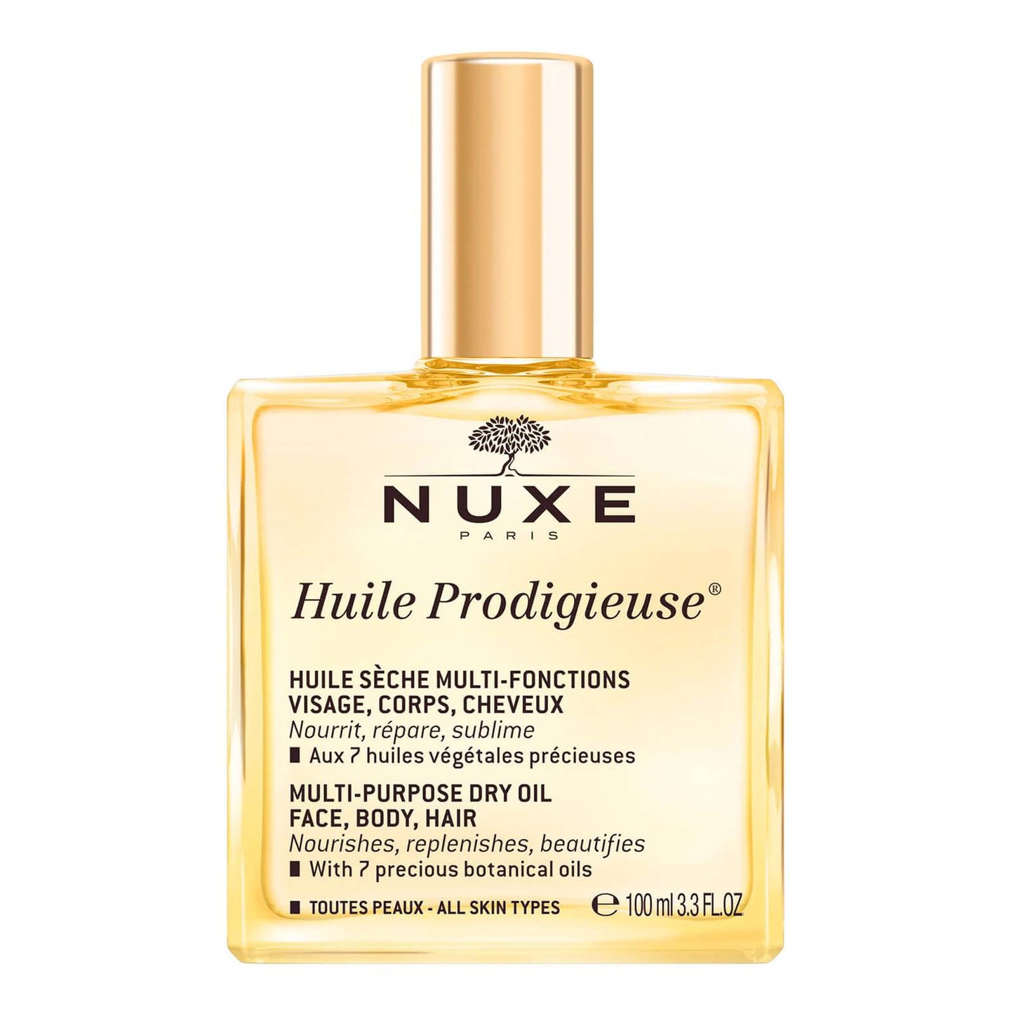 Nuxe Huile Prodigieuse Riche Dry Oil features seven natural oils that deeply moisturise and nourish face, hair, and body simultaneously. 