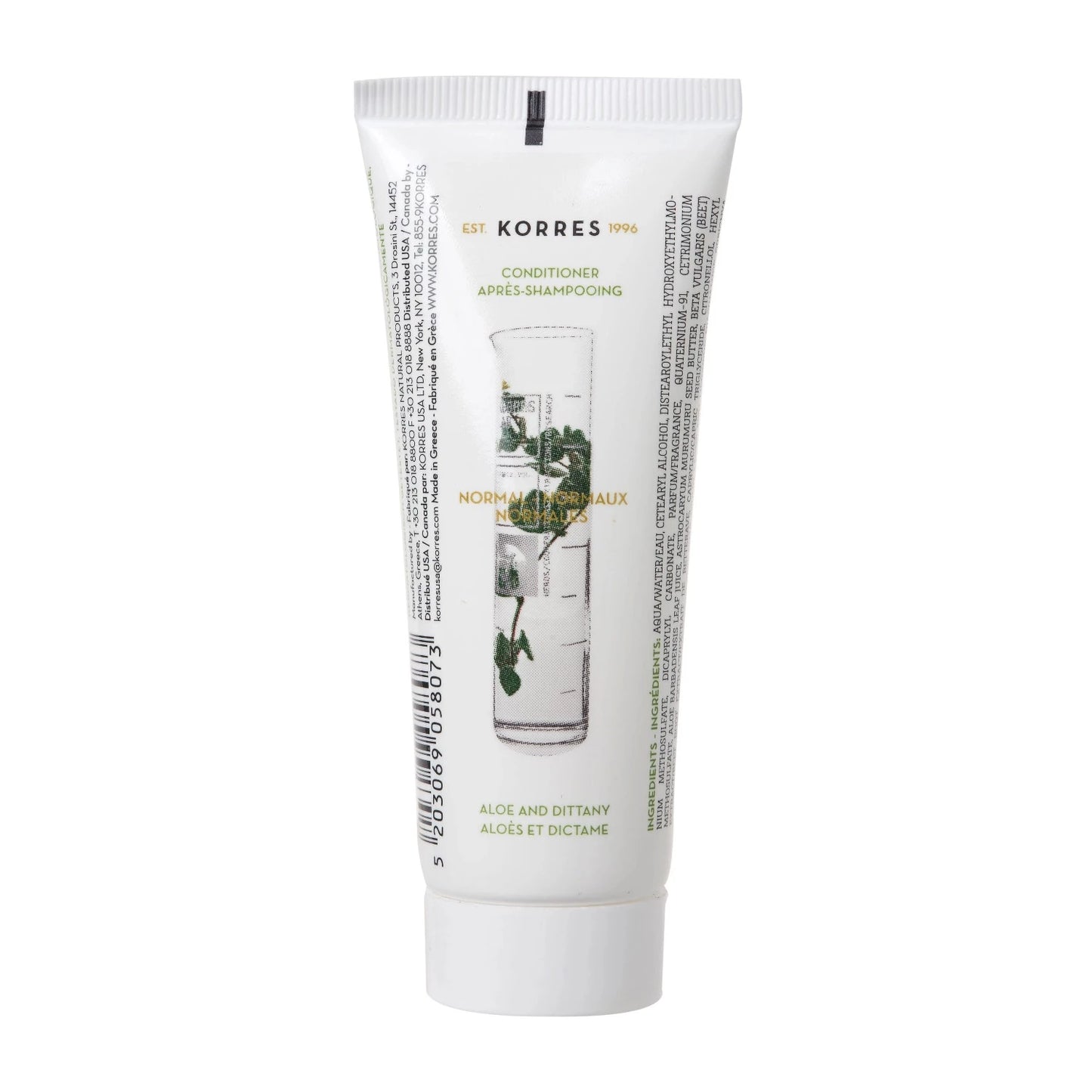 Korres Aloe & Dittany Conditioner, helps to untangle hair without producing residue, making it ideal for normal hair types. 