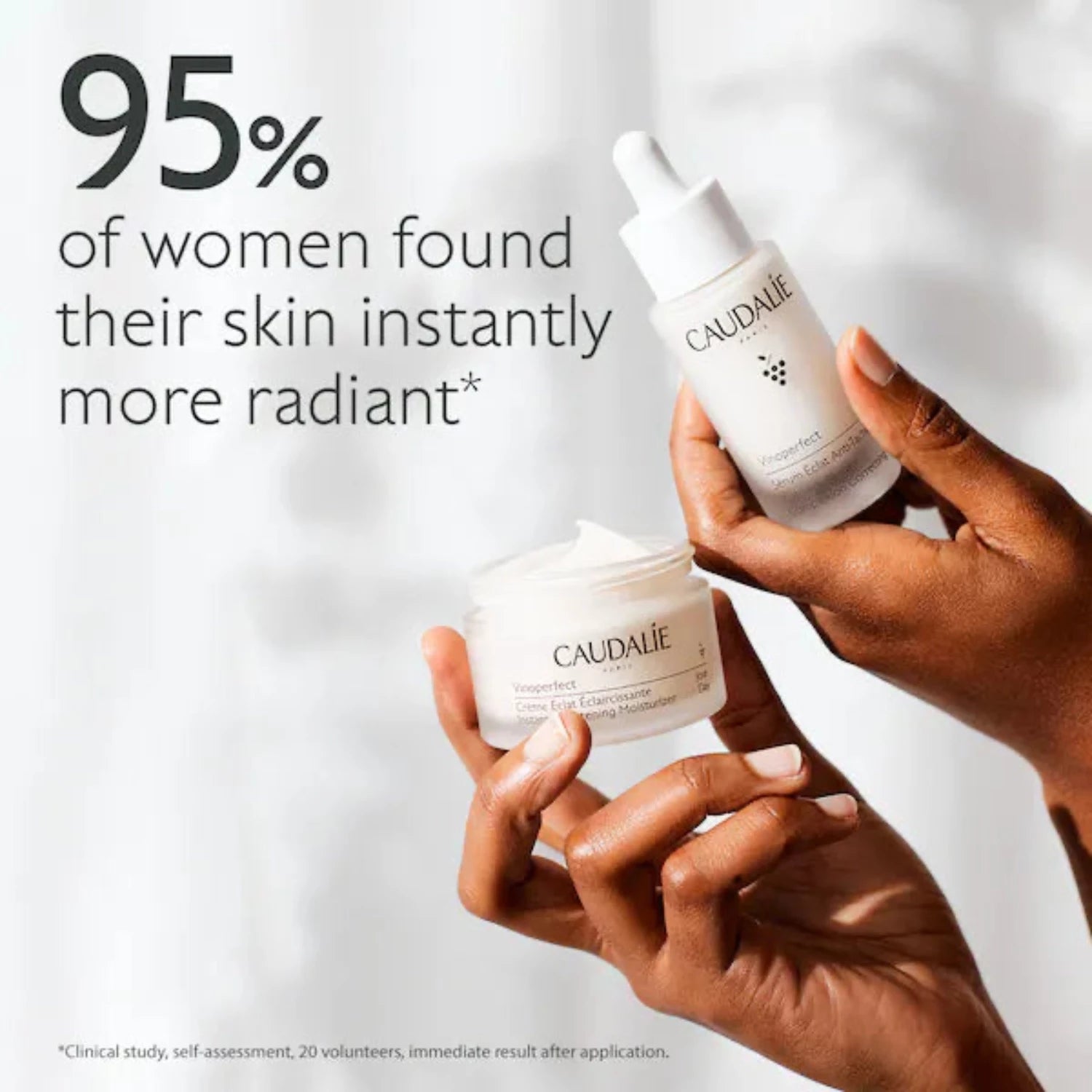 Cauldalie Vinoperfect Instant Brightening Moisturiser 95% of women found their skin instantly more radiant. 