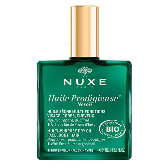Nuxe Huile Prodigieuse Neroli Dry Oil, is a multipurpose oil that nourishes, repairs and sublimates your skin. It has a restorative effect on face, body and hair. 